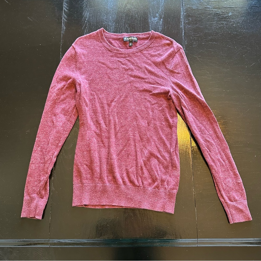 Express XS Maroon Crewneck Lightweight Sweater Late Spring Fall Shirt Top